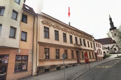 Druhé bydliště Maškových v Novém Jičíně pod kostelem Nejsvětější Trojice na dnešní ulici K nemocnici č. 188/15 (v době jejich pobytu nesla ulice název Oberthorstrasse).